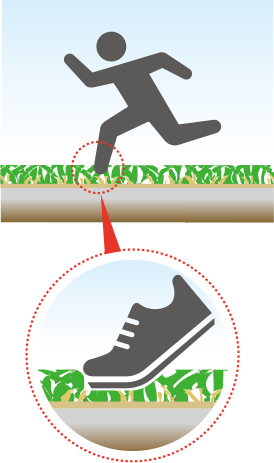 人工芝のパイル（芝糸）の摩耗についてイメージ画像