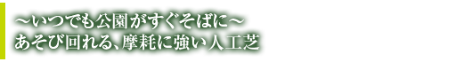 いつでも公園がすぐそばに　あそび回れる、摩耗に強い人工芝